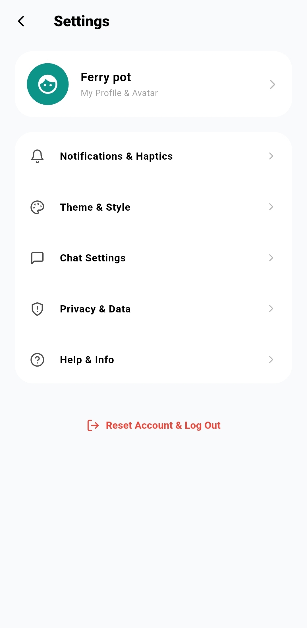 Settings Configuration Screen